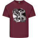 Yin Yang Dragons Mens Cotton T-Shirt Tee Top Maroon
