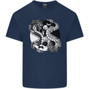 Yin Yang Dragons Mens Cotton T-Shirt Tee Top Navy Blue
