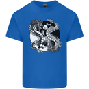 Yin Yang Dragons Mens Cotton T-Shirt Tee Top Royal Blue