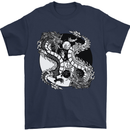 Yin Yang Dragons Mens T-Shirt 100% Cotton Navy Blue