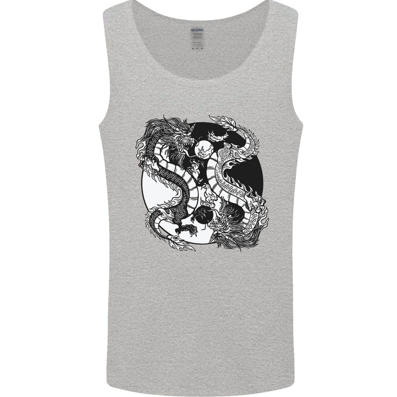 Yin Yang Dragons Mens Vest Tank Top Sports Grey