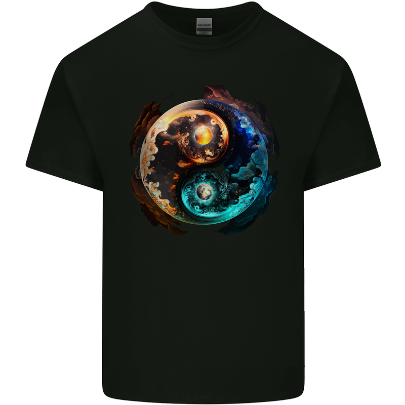 Yin Yang Planets Space Universe Astronomy Kids T-Shirt Childrens Black