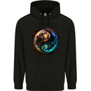Yin Yang Planets Space Universe Astronomy Mens 80% Cotton Hoodie Black