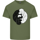 Yin Yang Poodle Dog Mens Cotton T-Shirt Tee Top Military Green