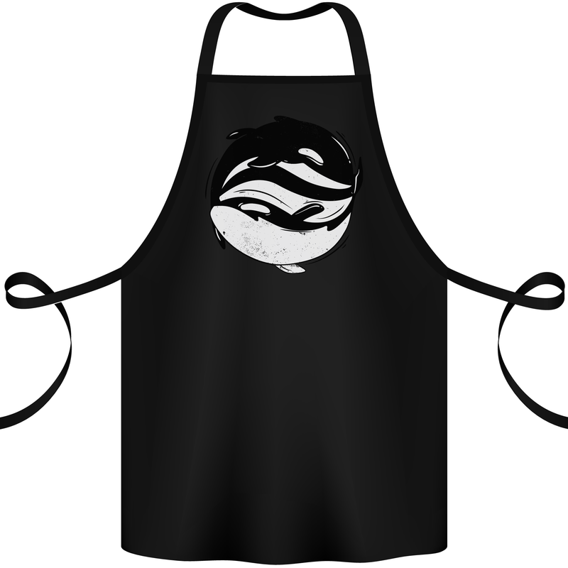 Ying Yan Orca Killer Whale Cotton Apron 100% Organic Black