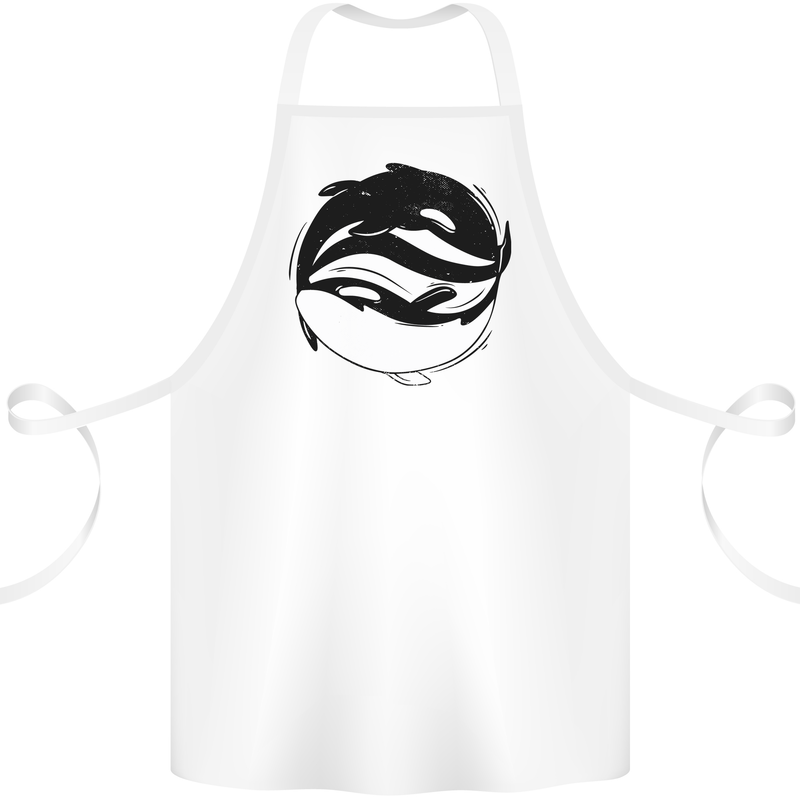 Ying Yan Orca Killer Whale Cotton Apron 100% Organic White