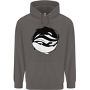 Ying Yan Orca Killer Whale Mens 80% Cotton Hoodie Charcoal