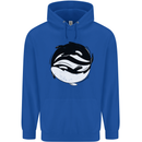 Ying Yan Orca Killer Whale Mens 80% Cotton Hoodie Royal Blue