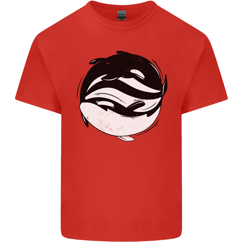 Ying Yan Orca Killer Whale Mens Cotton T-Shirt Tee Top Red