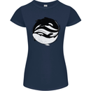Ying Yan Orca Killer Whale Womens Petite Cut T-Shirt Navy Blue
