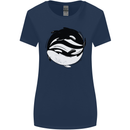 Ying Yan Orca Killer Whale Womens Wider Cut T-Shirt Navy Blue
