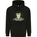 Yoga Frog Meditation Mens 80% Cotton Hoodie Black