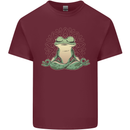 Yoga Frog Meditation Mens Cotton T-Shirt Tee Top Maroon