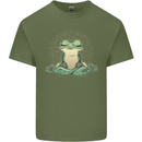 Yoga Frog Meditation Mens Cotton T-Shirt Tee Top Military Green
