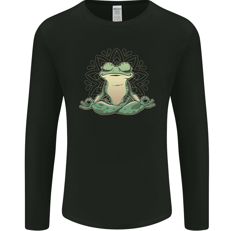 Yoga Frog Meditation Mens Long Sleeve T-Shirt Black
