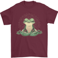 Yoga Frog Meditation Mens T-Shirt 100% Cotton Maroon