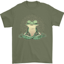 Yoga Frog Meditation Mens T-Shirt 100% Cotton Military Green