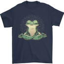 Yoga Frog Meditation Mens T-Shirt 100% Cotton Navy Blue
