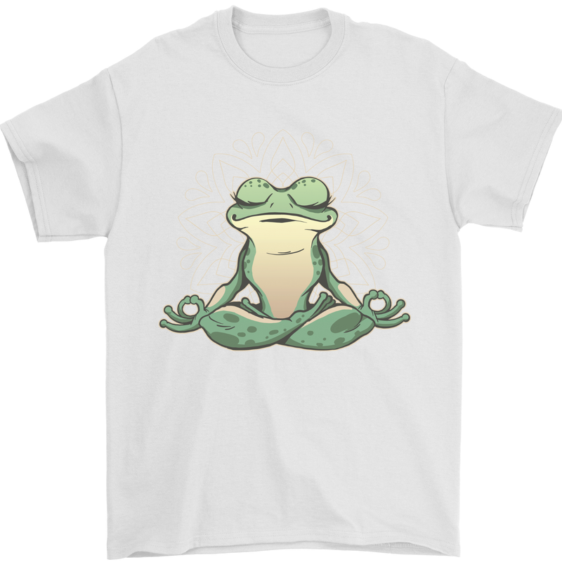 Yoga Frog Meditation Mens T-Shirt 100% Cotton White