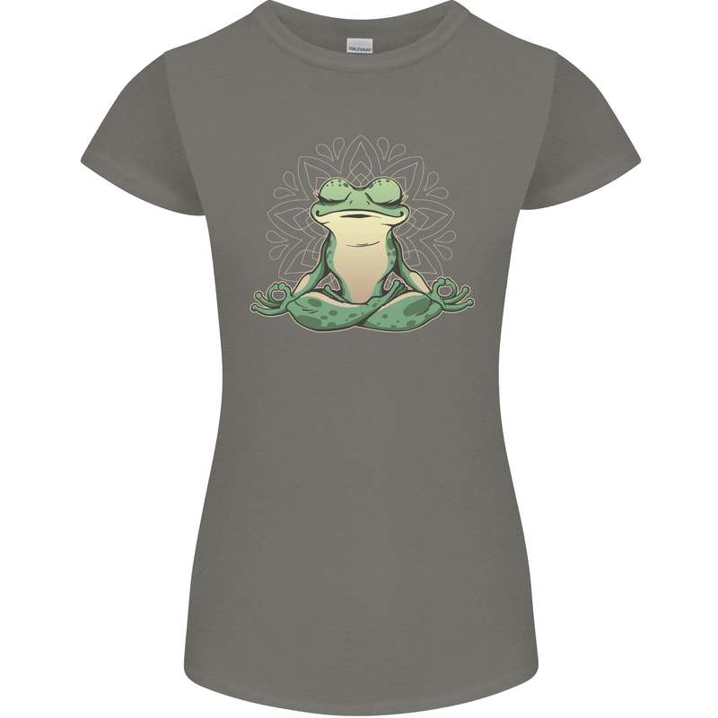 Yoga Frog Meditation Womens Petite Cut T-Shirt Charcoal