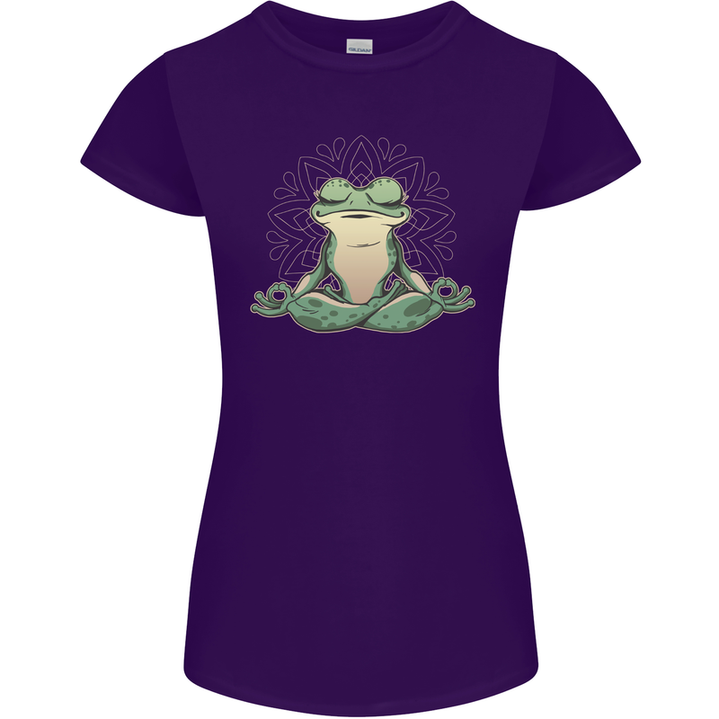 Yoga Frog Meditation Womens Petite Cut T-Shirt Purple