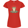 Yoga Frog Meditation Womens Petite Cut T-Shirt Red