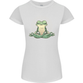 Yoga Frog Meditation Womens Petite Cut T-Shirt White