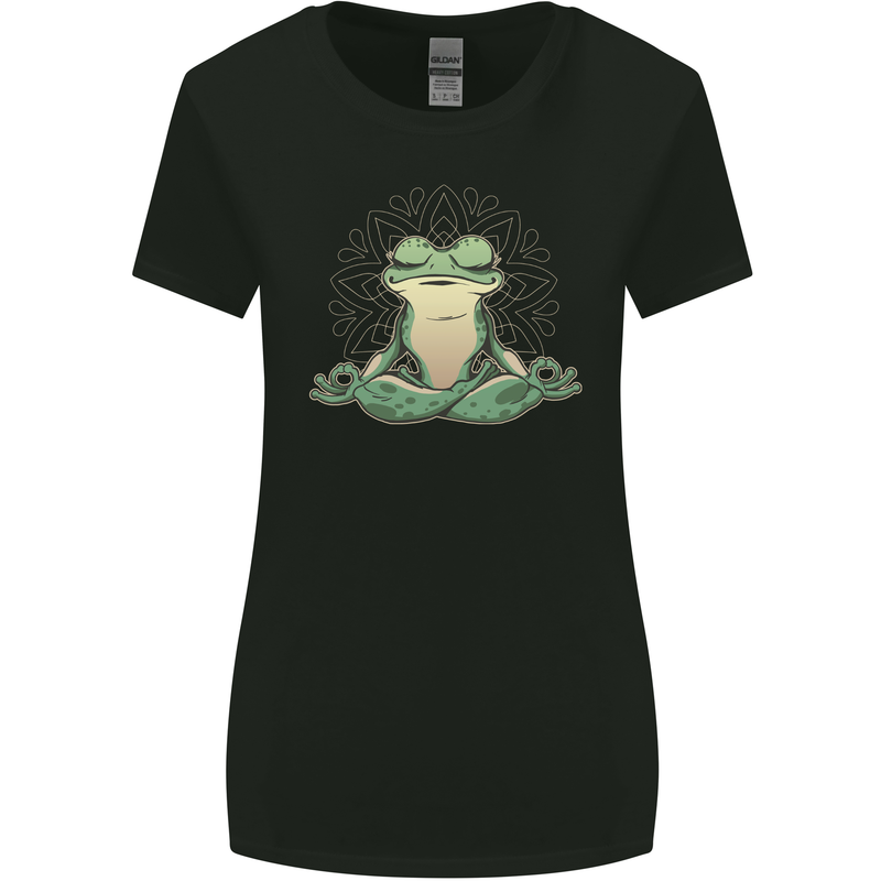 Yoga Frog Meditation Womens Wider Cut T-Shirt Black