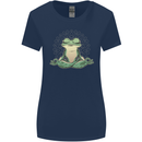 Yoga Frog Meditation Womens Wider Cut T-Shirt Navy Blue