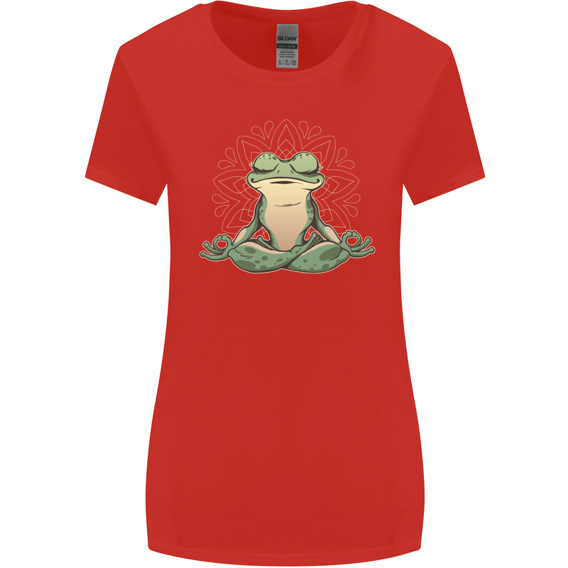 Yoga Frog Meditation Womens Wider Cut T-Shirt Red