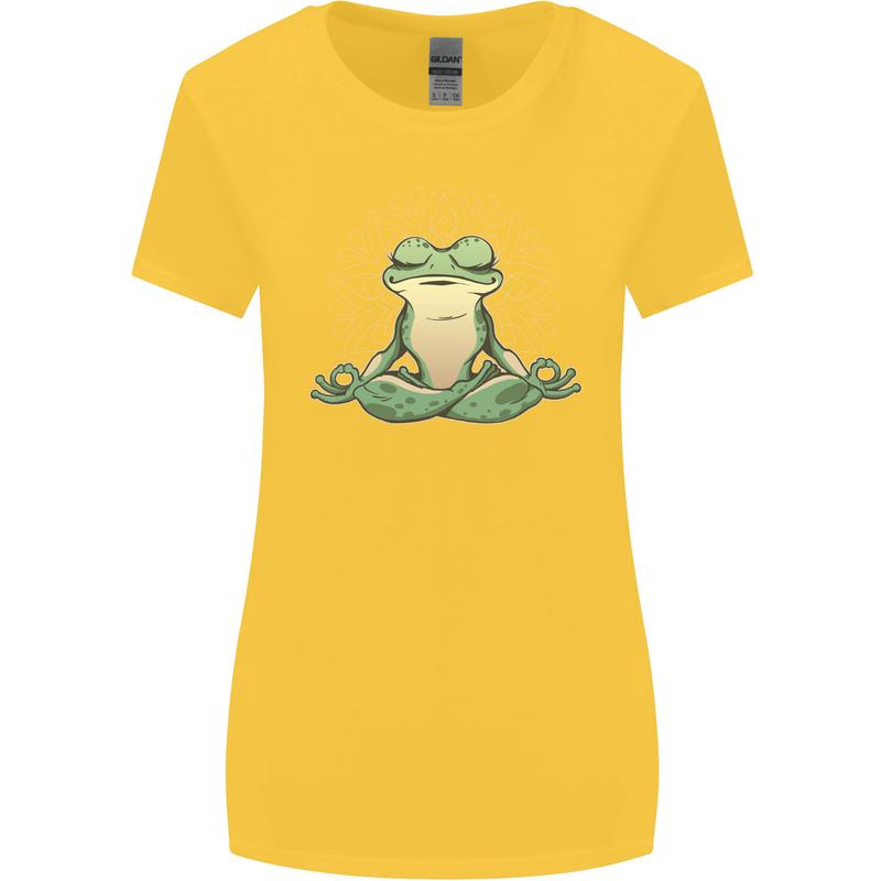 Yoga Frog Meditation Womens Wider Cut T-Shirt Yellow