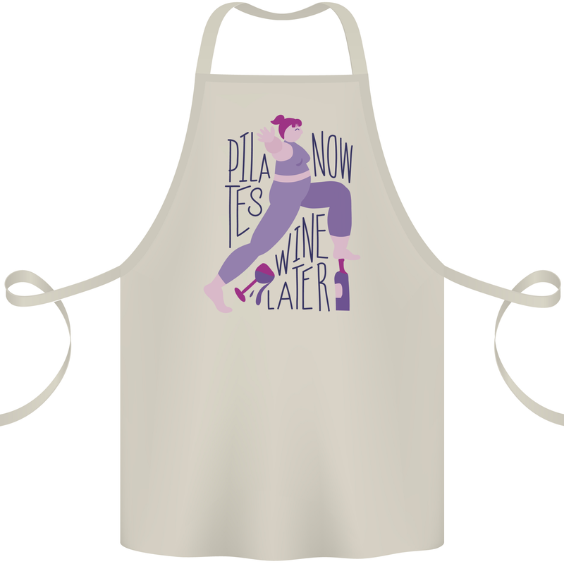 Yoga Pilates Now Wine Later Funny Alcohol Cotton Apron 100% Organic Natural