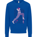 Yoga Pilates Now Wine Later Funny Alcohol Kids Sweatshirt Jumper Royal Blue