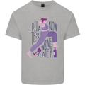 Yoga Pilates Now Wine Later Funny Alcohol Kids T-Shirt Childrens Sports Grey