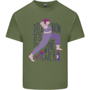 Yoga Pilates Now Wine Later Funny Alcohol Mens Cotton T-Shirt Tee Top Military Green