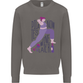 Yoga Pilates Now Wine Later Funny Alcohol Mens Sweatshirt Jumper Charcoal