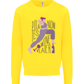 Yoga Pilates Now Wine Later Funny Alcohol Mens Sweatshirt Jumper Yellow