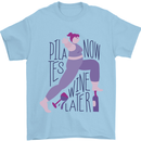 Yoga Pilates Now Wine Later Funny Alcohol Mens T-Shirt 100% Cotton Light Blue