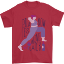 Yoga Pilates Now Wine Later Funny Alcohol Mens T-Shirt 100% Cotton Red