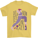 Yoga Pilates Now Wine Later Funny Alcohol Mens T-Shirt 100% Cotton Yellow