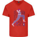 Yoga Pilates Now Wine Later Funny Alcohol Mens V-Neck Cotton T-Shirt Red