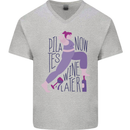 Yoga Pilates Now Wine Later Funny Alcohol Mens V-Neck Cotton T-Shirt Sports Grey