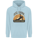 Yoga Rise and Shine Pilates Time Funny Childrens Kids Hoodie Light Blue