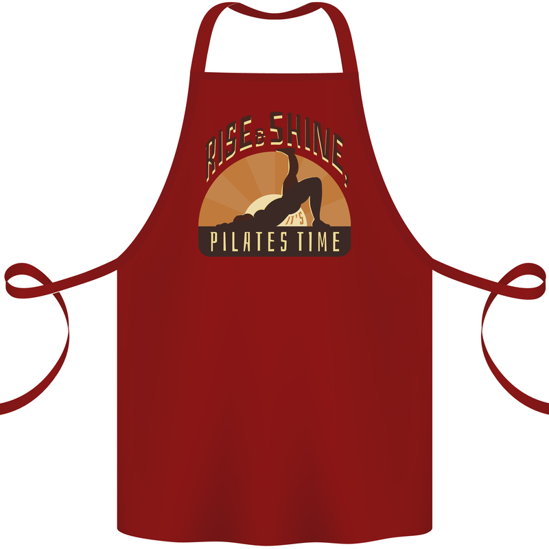Yoga Rise and Shine Pilates Time Funny Cotton Apron 100% Organic Maroon