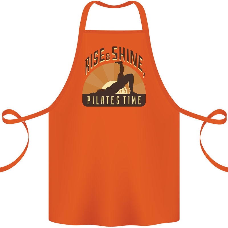 Yoga Rise and Shine Pilates Time Funny Cotton Apron 100% Organic Orange