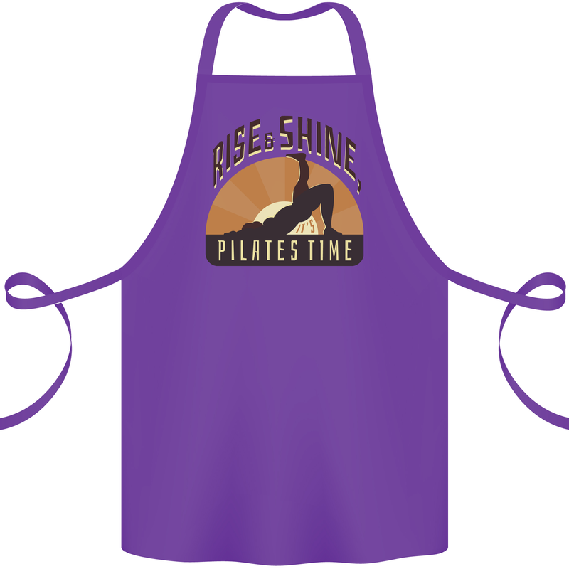Yoga Rise and Shine Pilates Time Funny Cotton Apron 100% Organic Purple