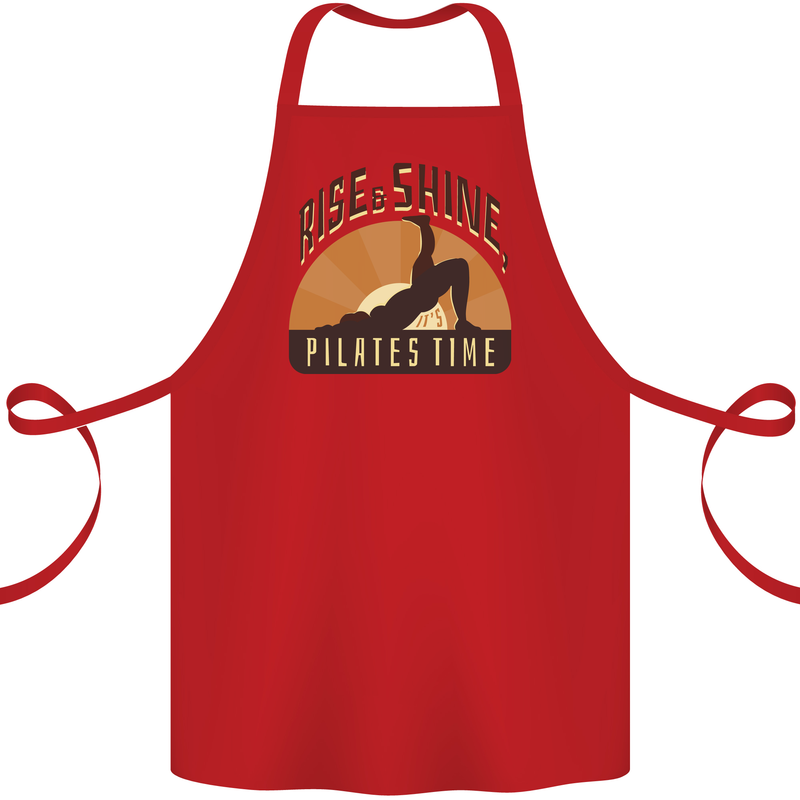 Yoga Rise and Shine Pilates Time Funny Cotton Apron 100% Organic Red