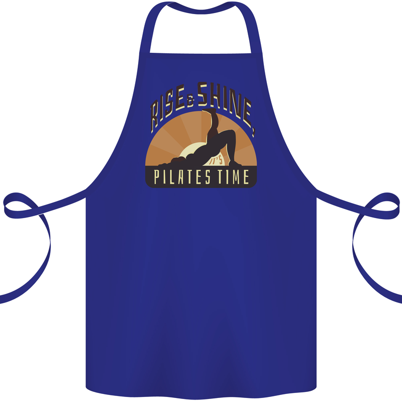 Yoga Rise and Shine Pilates Time Funny Cotton Apron 100% Organic Royal Blue