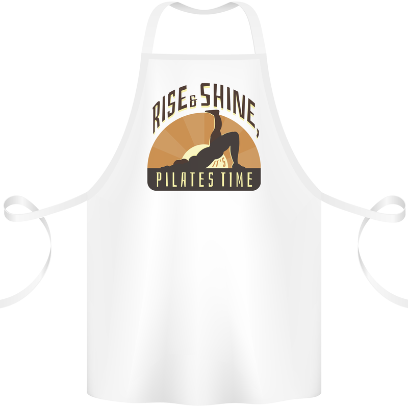 Yoga Rise and Shine Pilates Time Funny Cotton Apron 100% Organic White
