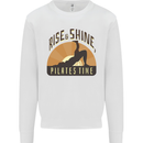 Yoga Rise and Shine Pilates Time Funny Kids Sweatshirt Jumper White